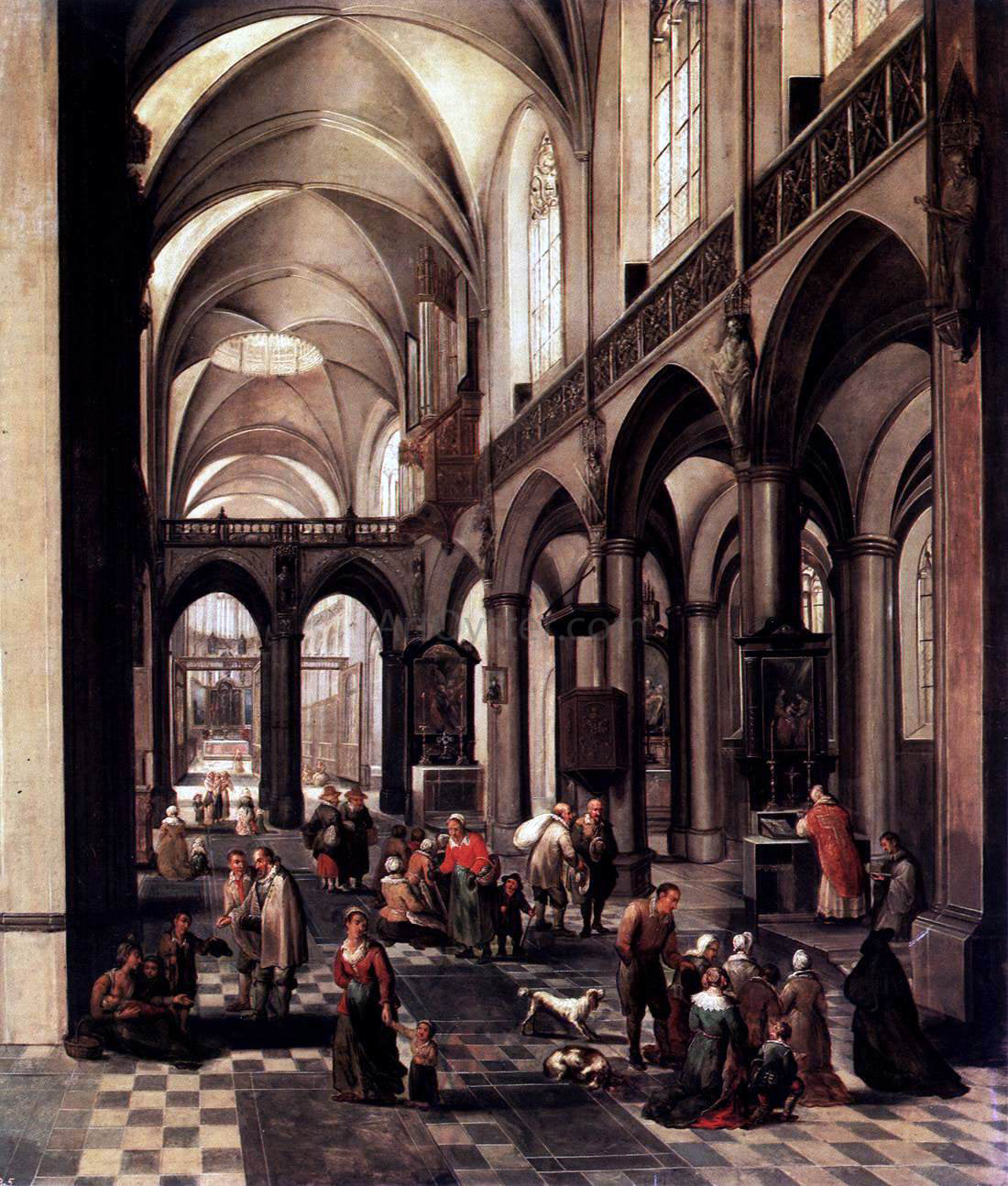  The Elder Peeter Neeffs Interior of a Flemish Church - Hand Painted Oil Painting