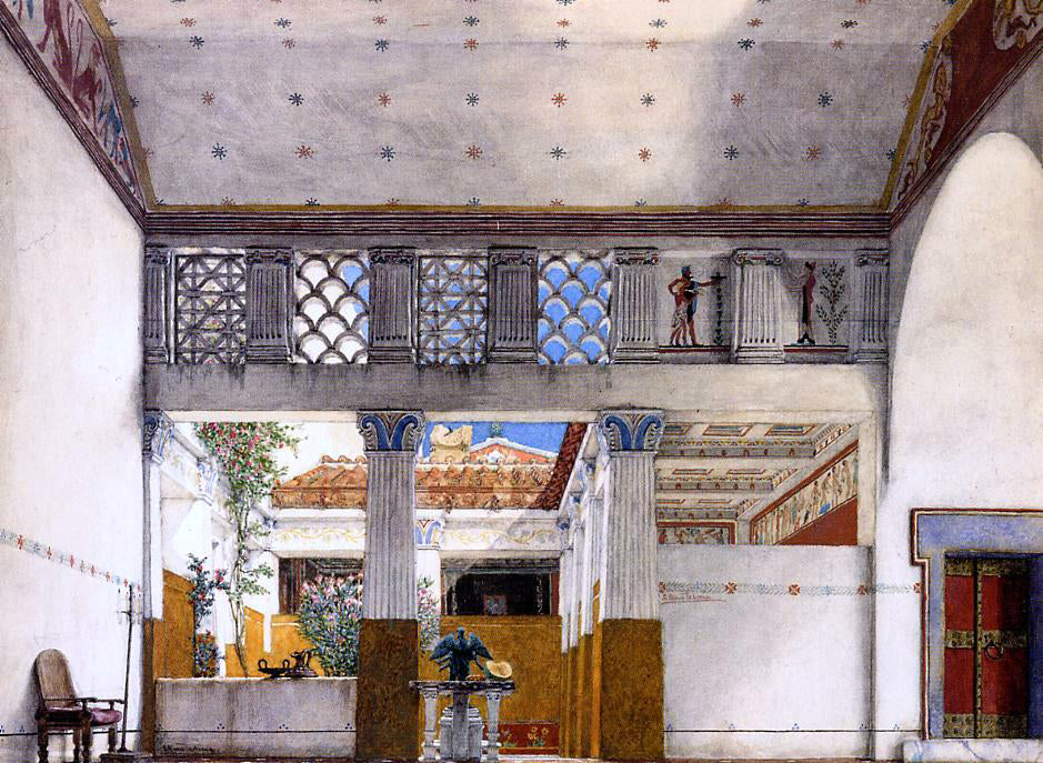  Sir Lawrence Alma-Tadema Interior of Caius Martius's House - Hand Painted Oil Painting