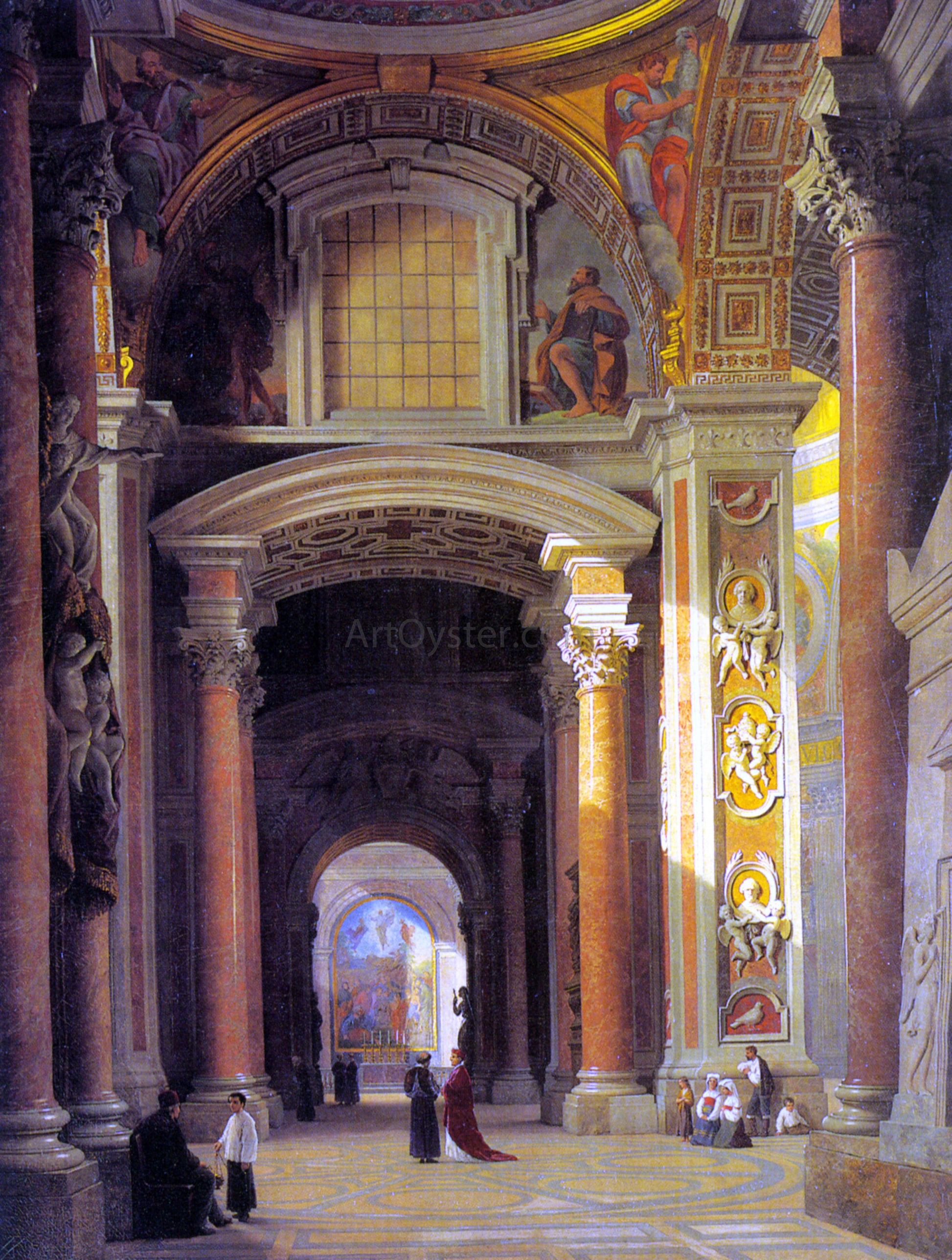  Heinrich Hansen Interior of St. Peters, Rome - Hand Painted Oil Painting