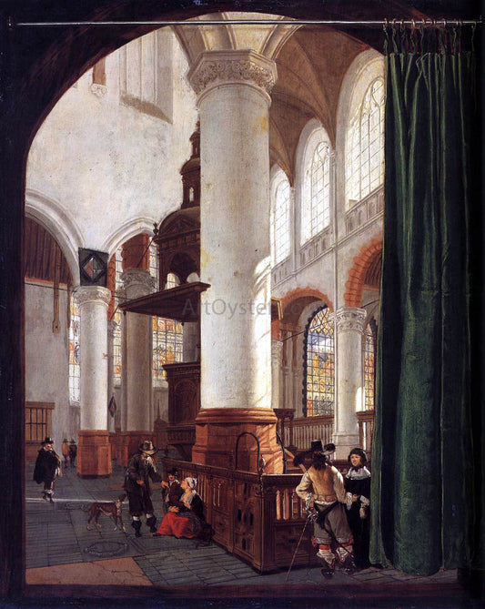  Gerard Houckgeest Interior of the Oude Kerk, Delft, with the Pulpit of 1548 - Hand Painted Oil Painting
