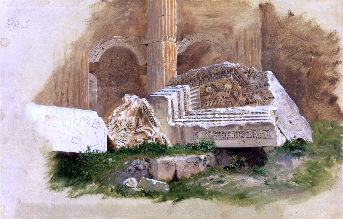  Frederic Edwin Church Interior of the Temple of Bacchus, Baalbek, Syria - Hand Painted Oil Painting