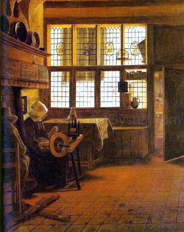  Esaias Boursse Interior with a Woman at a Spinning Wheel - Hand Painted Oil Painting