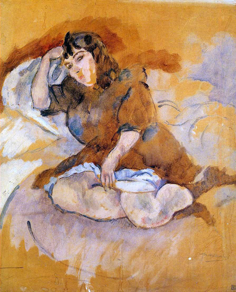  Jules Pascin Italian Girl, Seated - Hand Painted Oil Painting
