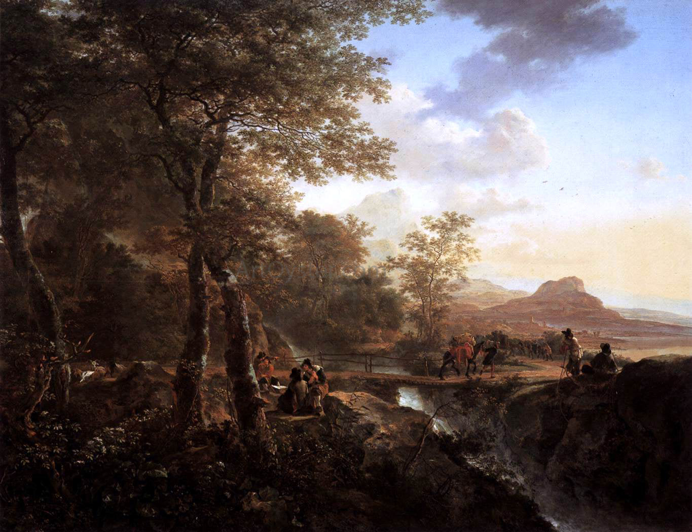  Jan Both Italian Landscape with Draughtsman - Hand Painted Oil Painting