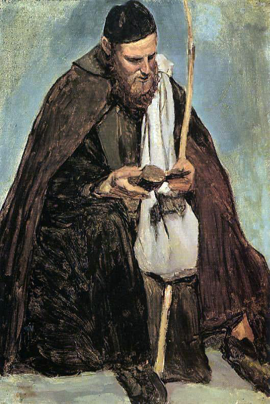  Jean-Baptiste-Camille Corot Italian Monk Reading - Hand Painted Oil Painting