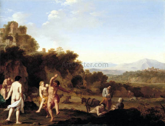  Cornelis Van Poelenburgh Italianate Landscape with Dancing Figures - Hand Painted Oil Painting