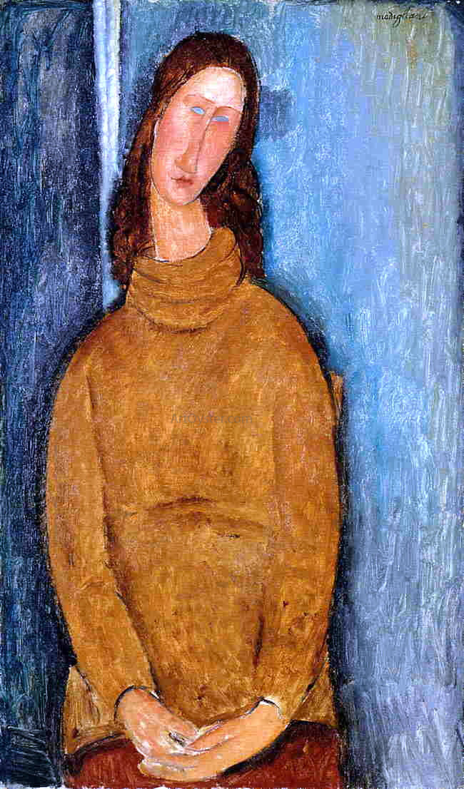  Amedeo Modigliani Jeanne Hebuterne in a Yellow Jumper - Hand Painted Oil Painting