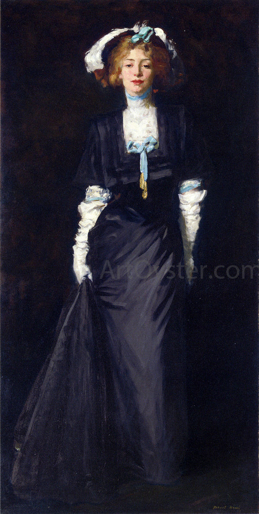  Robert Henri Jessica Penn in Black with White Plumes - Hand Painted Oil Painting