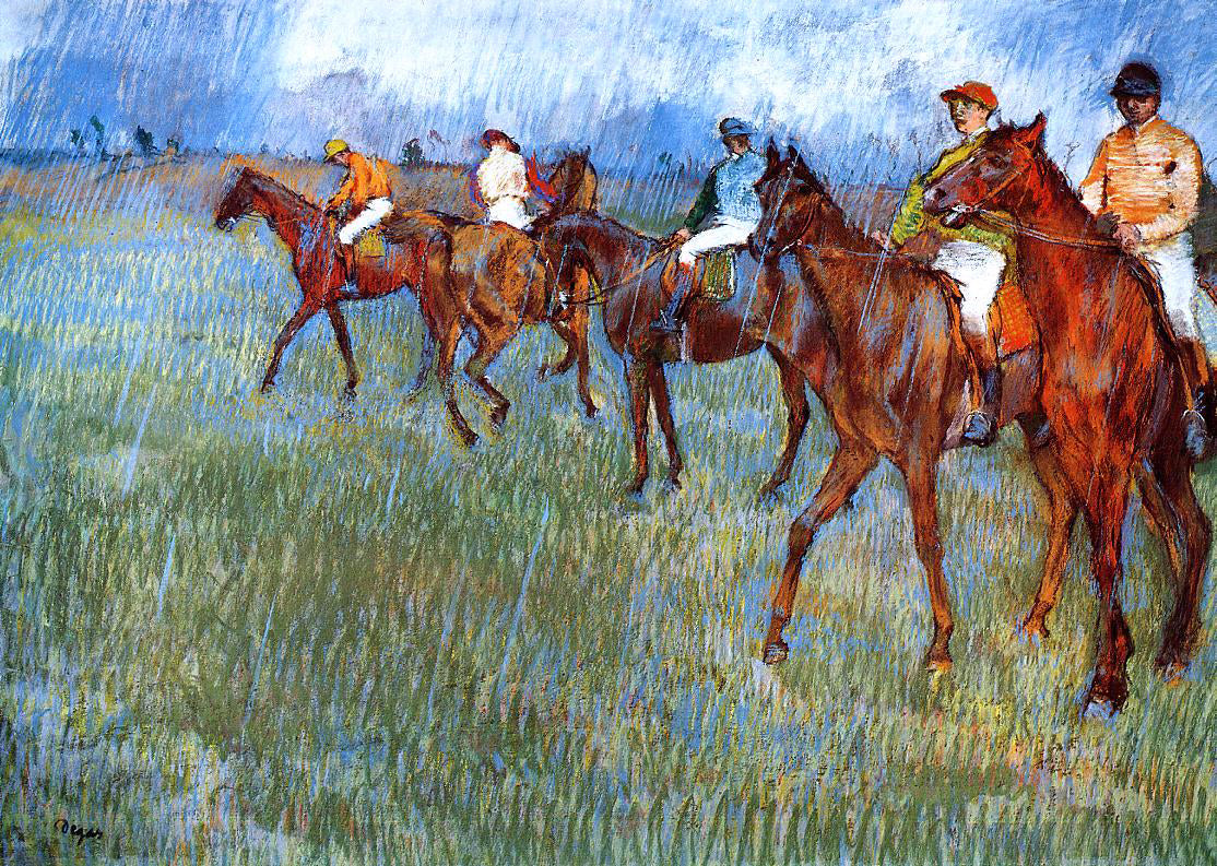  Edgar Degas Jockeys in the Rain - Hand Painted Oil Painting