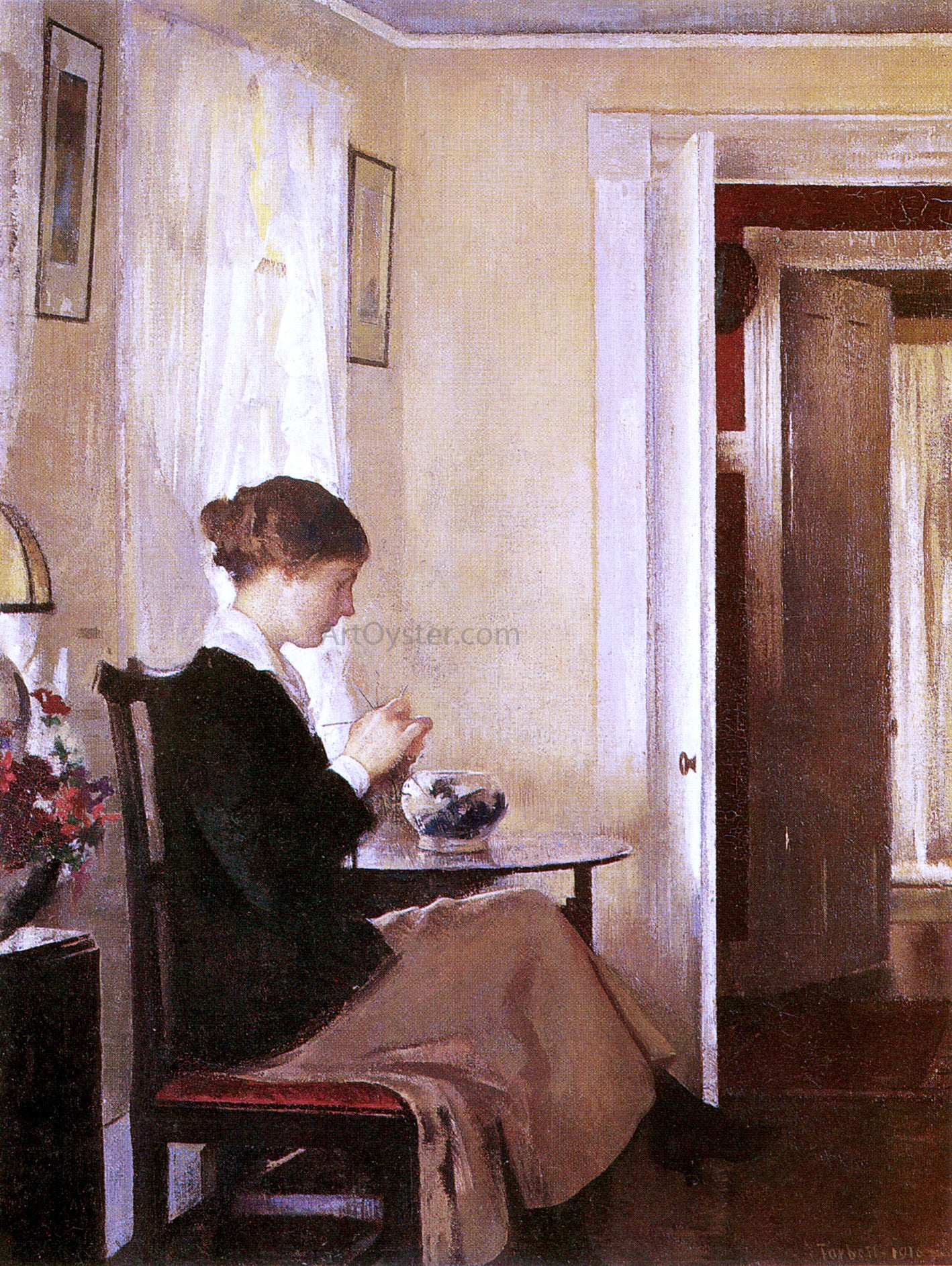  Edmund Tarbell Josephine Knitting - Hand Painted Oil Painting