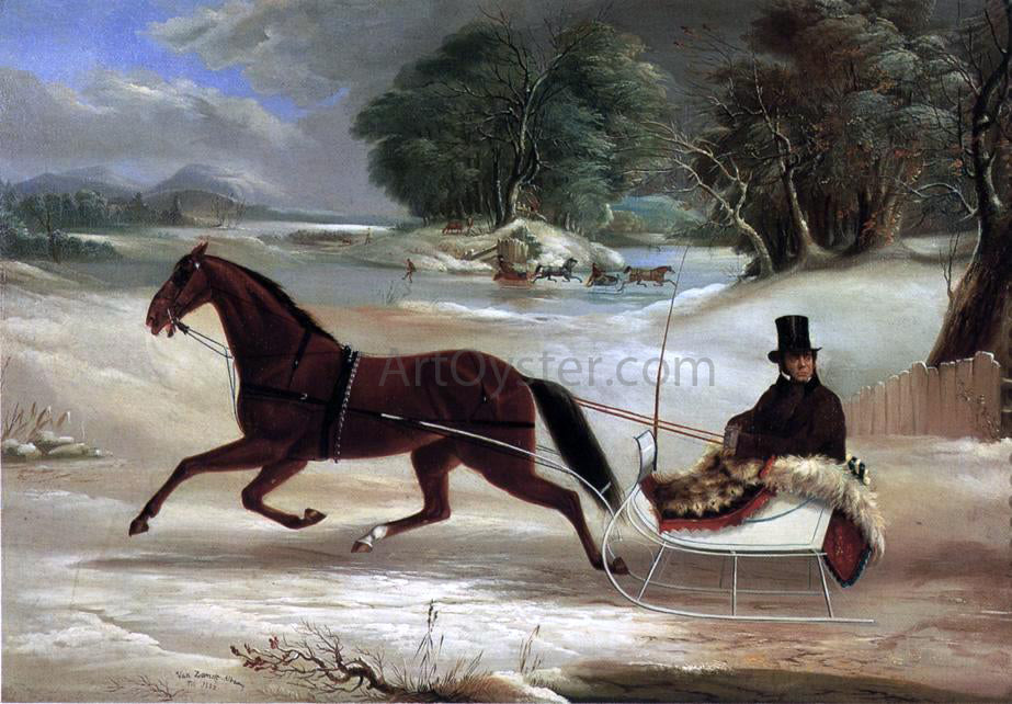  Thomas Kirby Van Zandt Judge Van Aernum in His Sleigh - Hand Painted Oil Painting