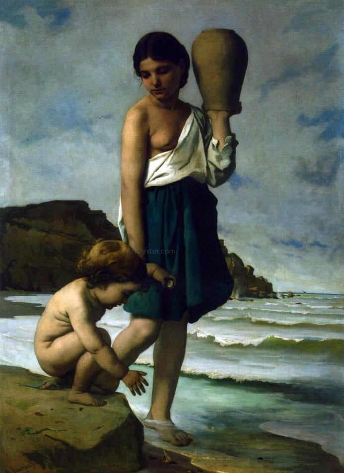  Anselm Friedrich Feuerbach Kinder am Strande - Hand Painted Oil Painting