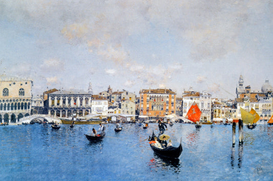  Martin Rico Y Ortega La Riva Degli Schiavoni Dal Bacino Di San Marco - Hand Painted Oil Painting