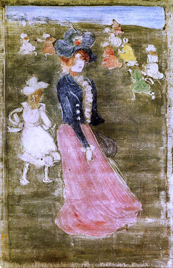  Maurice Prendergast Lady in a Pink Skirt - Hand Painted Oil Painting