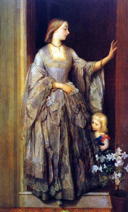  George Frederic Watts Lady Margaret Beaumont and her Daughter - Hand Painted Oil Painting