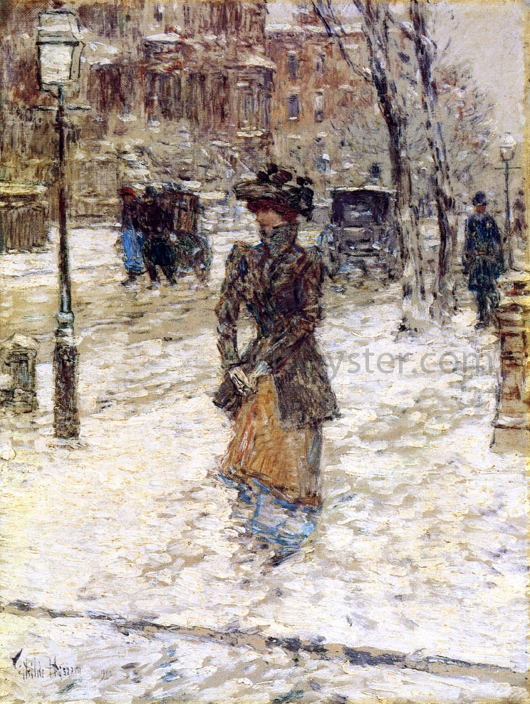  Frederick Childe Hassam Lady Walking down Fifth Avenue - Hand Painted Oil Painting