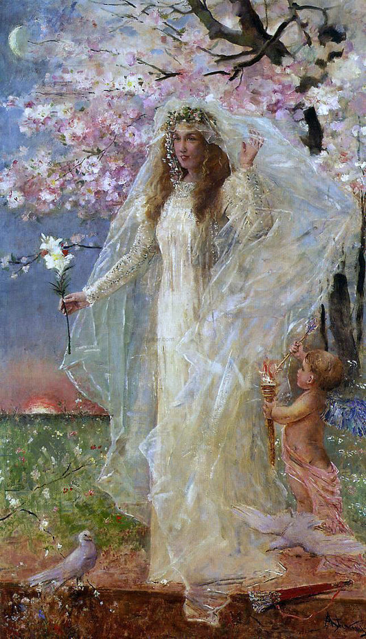  Alfred Emile Leopold Stevens L'Amore et l'hymenee - Hand Painted Oil Painting
