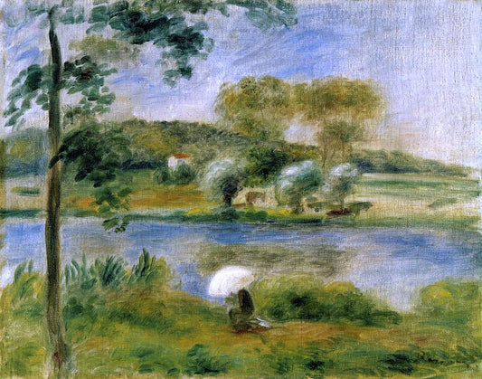  Pierre Auguste Renoir Landscape: Banks of the River - Hand Painted Oil Painting