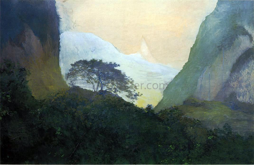  John La Farge Landscape, Evening, Tahiti, Pass and Peak of Vaiaroa, Taiarapu - Hand Painted Oil Painting