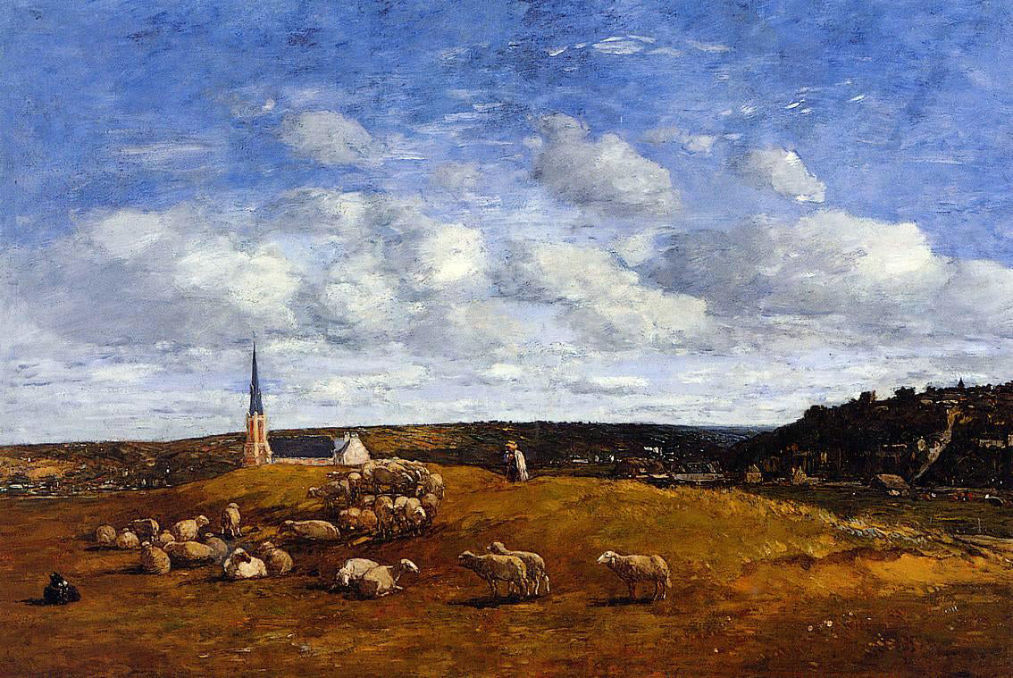  Eugene-Louis Boudin Landscape near Deauville - Hand Painted Oil Painting