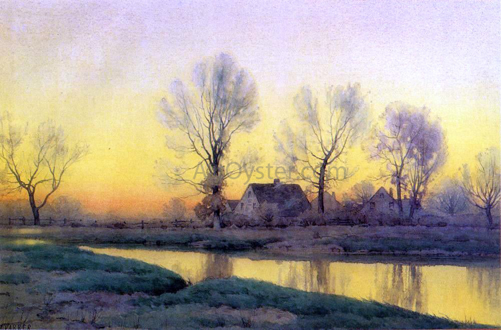  Henry Farrer Landscape with a House near a Lake - Hand Painted Oil Painting