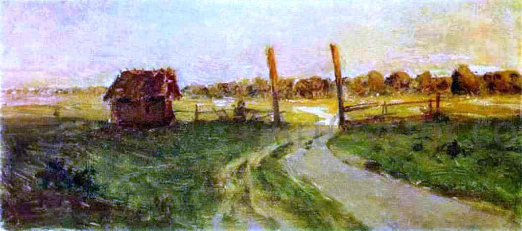  Isaac Ilich Levitan Landscape with an Izba, Sketch - Hand Painted Oil Painting