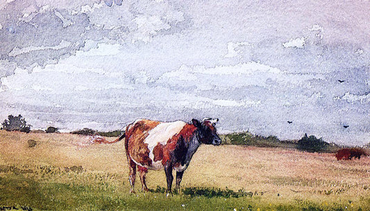  Winslow Homer A Landscape with Cow - Hand Painted Oil Painting