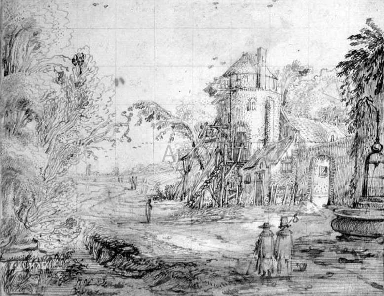  II Jan Van de Velde Landscape with Figures on a Road - Hand Painted Oil Painting