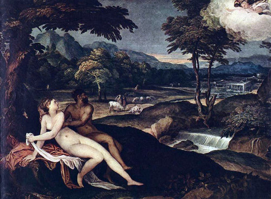  Andrea Schiavone Landscape with Jupiter and Io - Hand Painted Oil Painting