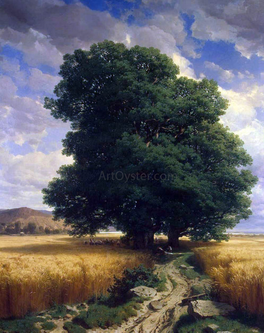  Alexandre Calame Landscape with Oaks - Hand Painted Oil Painting