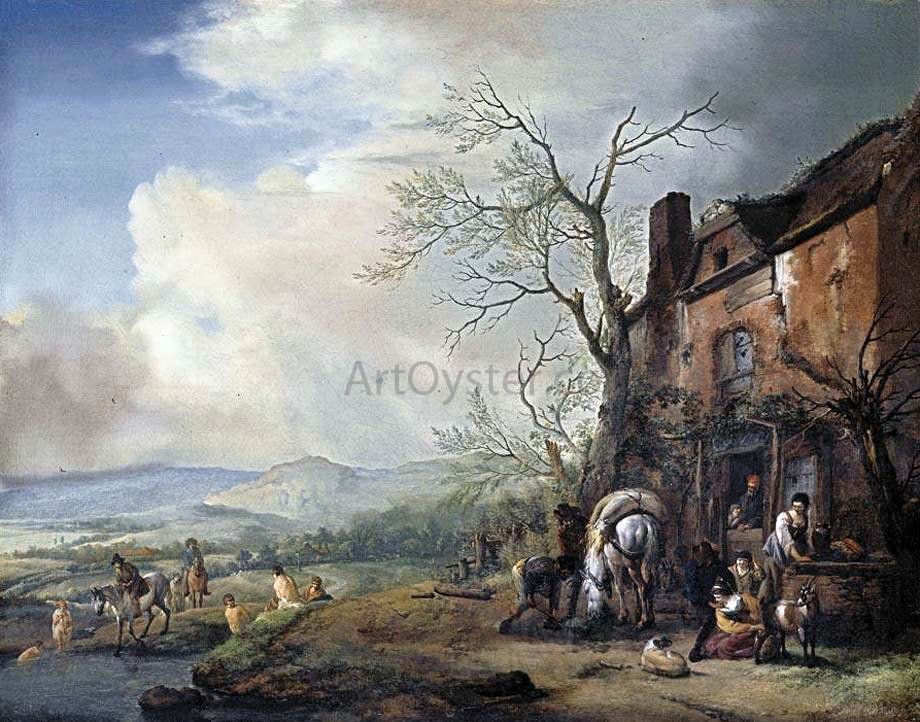  Philips Wouwerman Landscape with Peasants by a Cottage - Hand Painted Oil Painting
