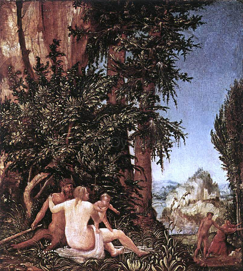  Albrecht Altdorfer Landscape with Satyr Family - Hand Painted Oil Painting