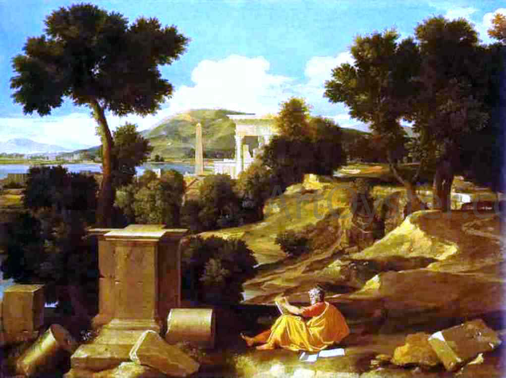  Nicolas Poussin Landscape with St. James in Patmos - Hand Painted Oil Painting