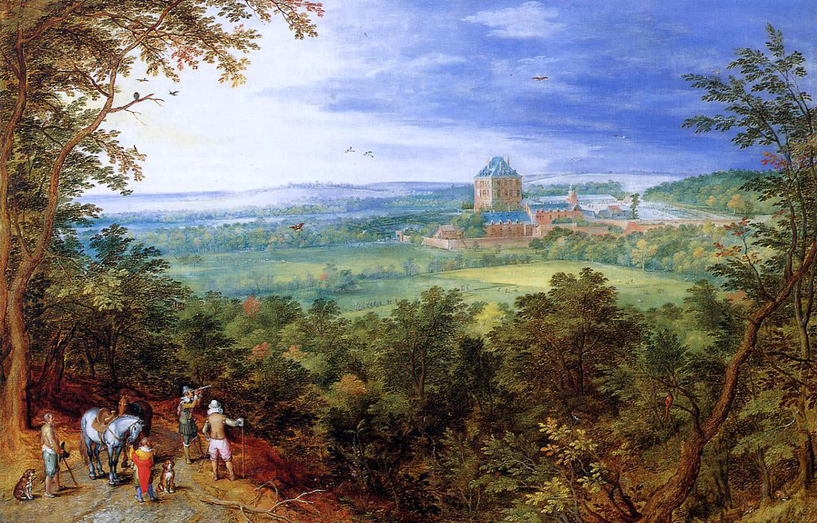  The Elder Jan Bruegel Landscape with the Chateau de Mariemont - Hand Painted Oil Painting