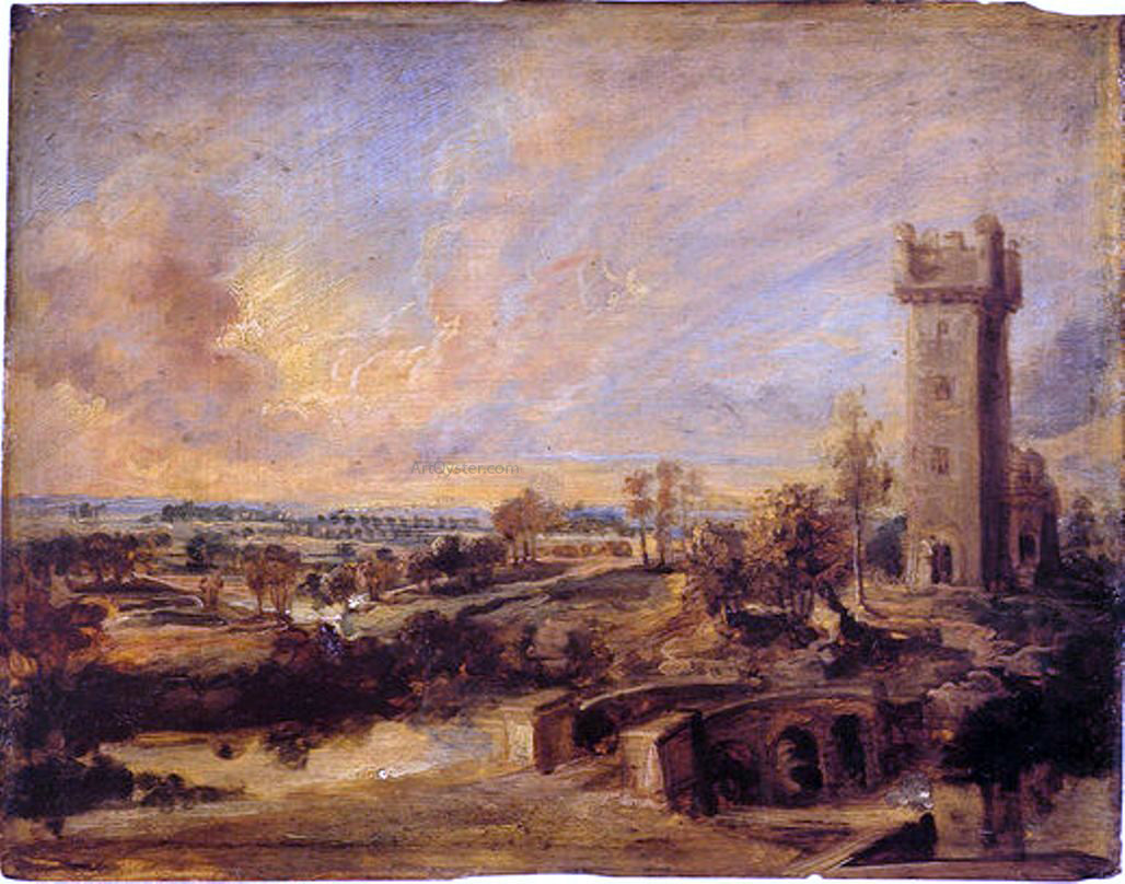  Peter Paul Rubens Landscape with Tower - Hand Painted Oil Painting