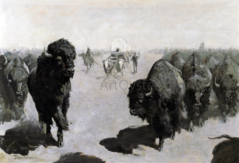  Frederic Remington Lane through the Buffalo Herd - Hand Painted Oil Painting