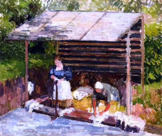  Camille Pissarro Laundresses at Eragny - Hand Painted Oil Painting