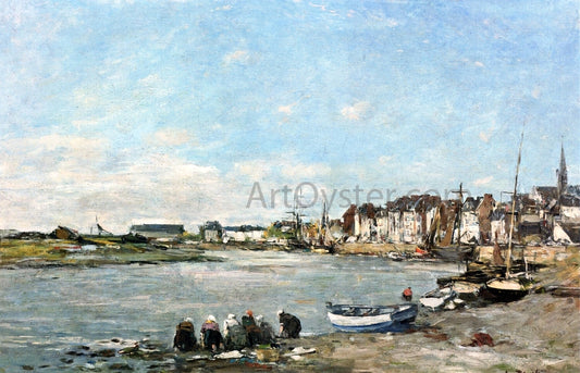  Eugene-Louis Boudin Laundresses on the Banks of the Port of Trouville - Hand Painted Oil Painting