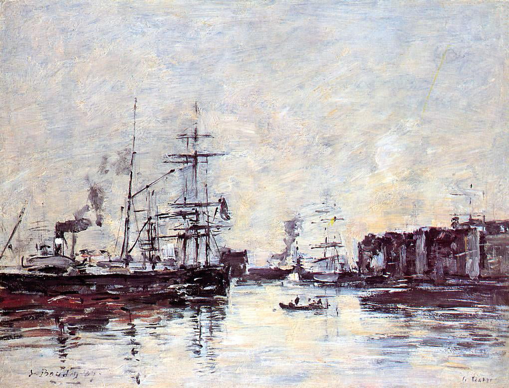  Eugene-Louis Boudin Le Havre: Bassin de la Barre - Hand Painted Oil Painting