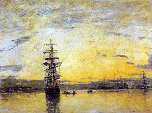  Eugene-Louis Boudin Le Havre - Bassin de l'Eure - Hand Painted Oil Painting