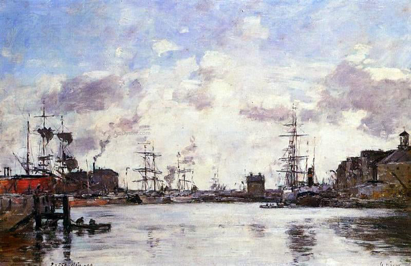  Eugene-Louis Boudin Le Havre, le Bassin de la Barre - Hand Painted Oil Painting