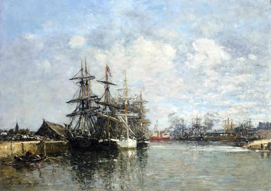  Eugene-Louis Boudin Le Havre, the Boat Basin - Hand Painted Oil Painting