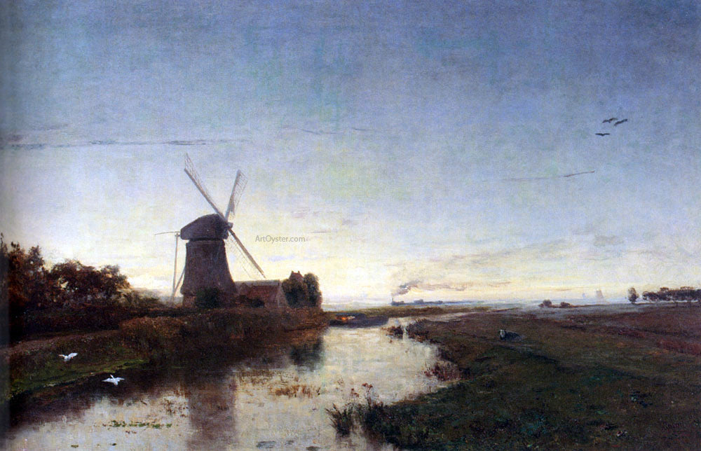  Paul Constantine Gabriel Le Point Du Jour, Vue Prise Dans Les Environs De Amsterdam (Hollande) - Hand Painted Oil Painting