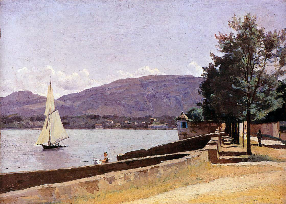  Jean-Baptiste-Camille Corot Le Quai des Paquis, Geneva - Hand Painted Oil Painting