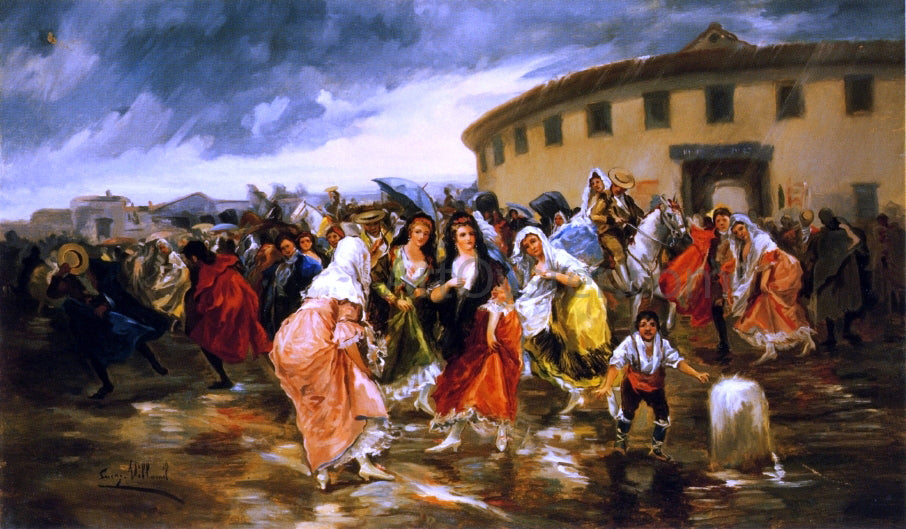 Eugeno Lucas Y Villamil Leaving the Bull Ring in the Rain - Hand Painted Oil Painting