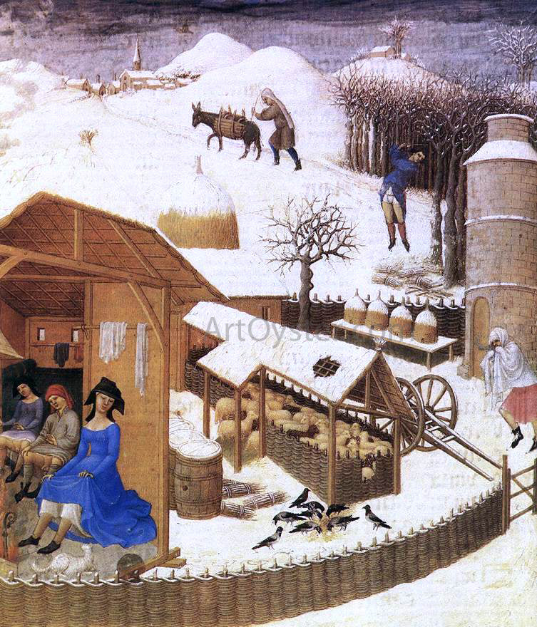  The Johan Limbourg Les tres riches heures du Duc de Berry: Fevrier (February), detail - Hand Painted Oil Painting