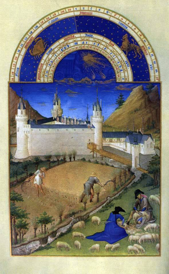  The Johan Limbourg Les tres riches heures du Duc de Berry: Juillet (July) - Hand Painted Oil Painting
