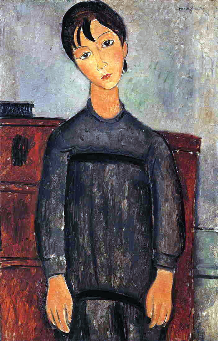  Amedeo Modigliani Little Girl in Black Apron - Hand Painted Oil Painting