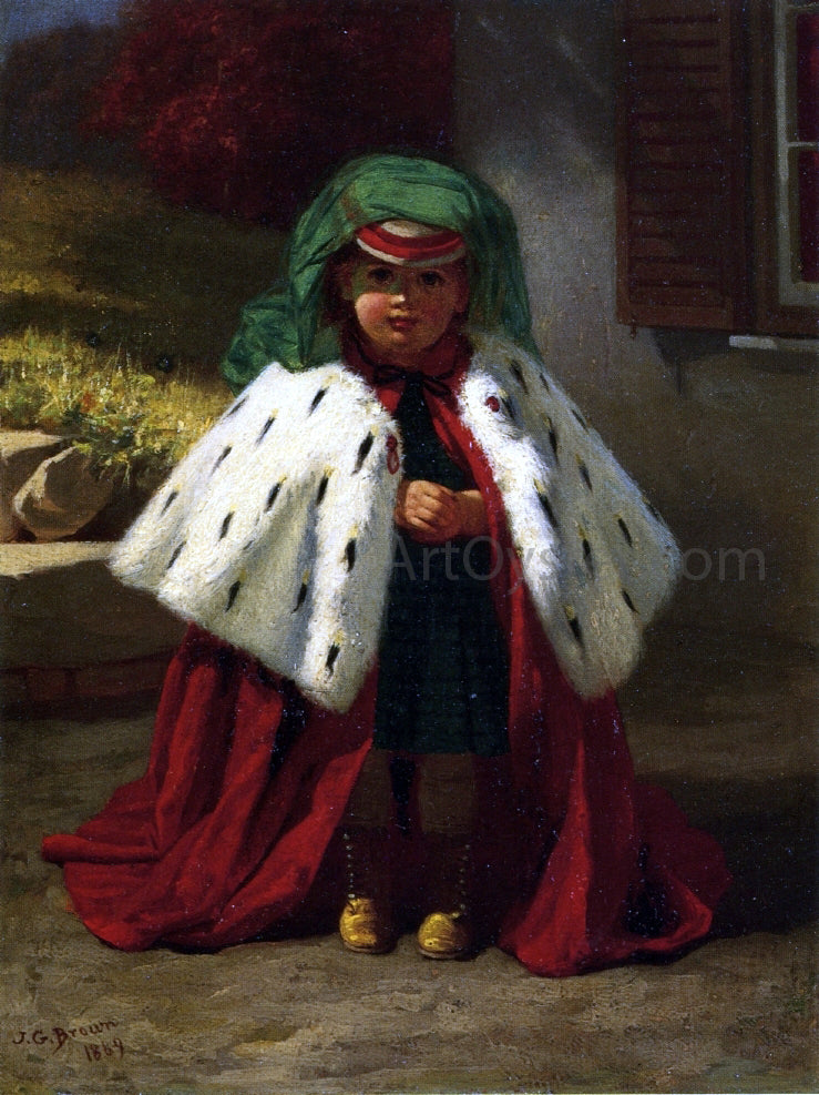  John George Brown Little Girl with Ermine Coat - Hand Painted Oil Painting