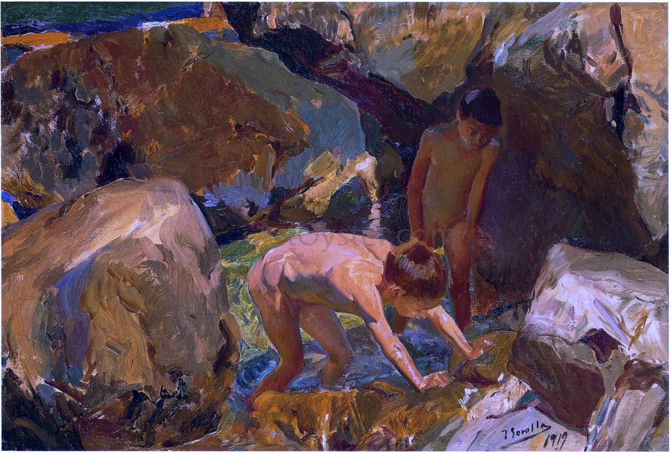  Joaquin Sorolla Y Bastida Looking for Shellfish - Hand Painted Oil Painting